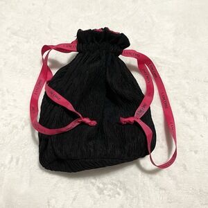 Lancome Makeup Bag Reversible Toiletry‎ Black Pink Drawstring Bucket Pouch
